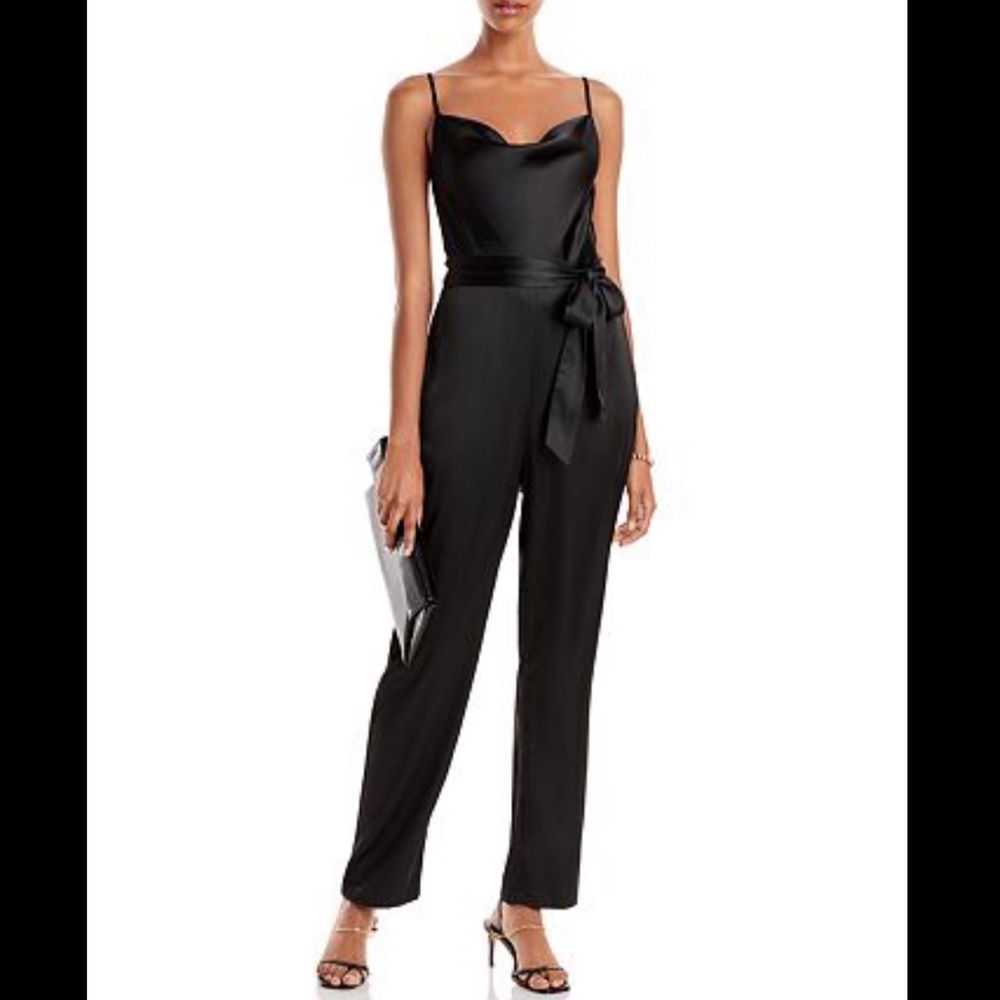NWT Aqua Cowl Neck Tie Waist Jumpsuit